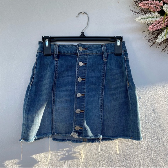 PacSun Dresses & Skirts - Pacsun Denim Skirt with fringe size 23